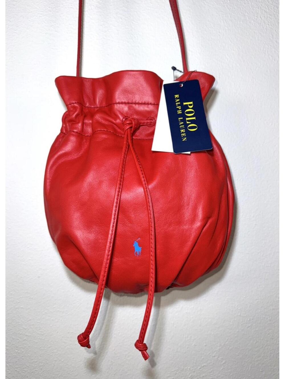 $398 NWT Ralph Lauren Polo The Pony Pouch Leather Crossbody Red Handbag Purse
